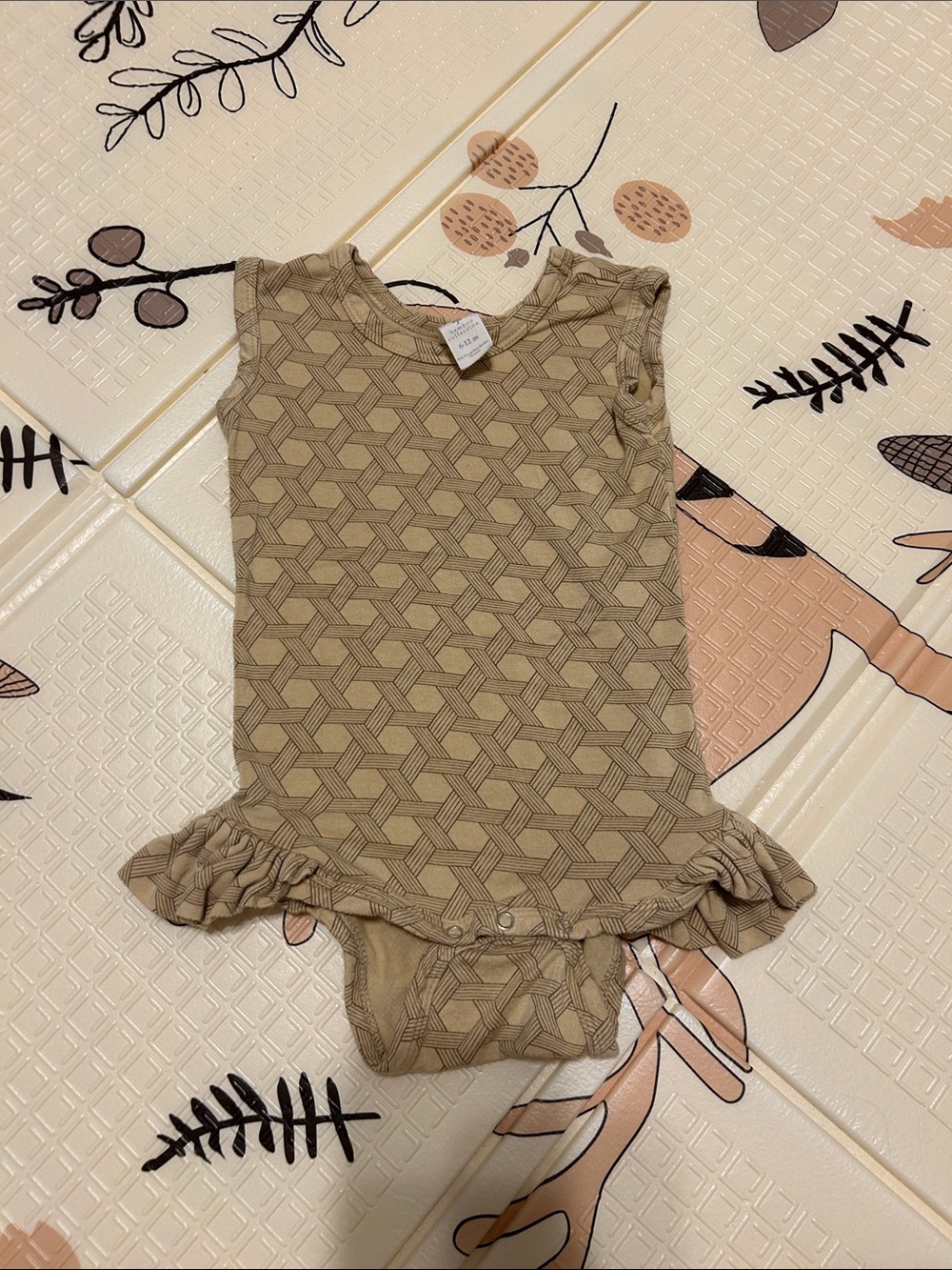 kate quinn Beige Geometric Ruffle One-Piece